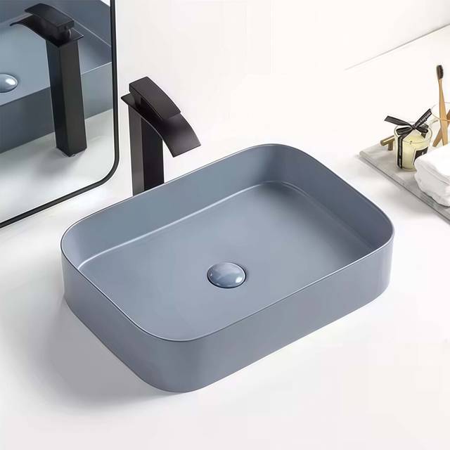 Bathroom Counter Top Basin Sink Cloakroom Small Hand Wash Basin Blue