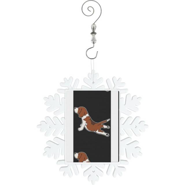 (Beagle Dog Funny Yoga Pose Gift=7681) Christmas Ornament Snowflake Tree Decoration Car Hanging Charm Gift with Hook Keepsake for Friends Family