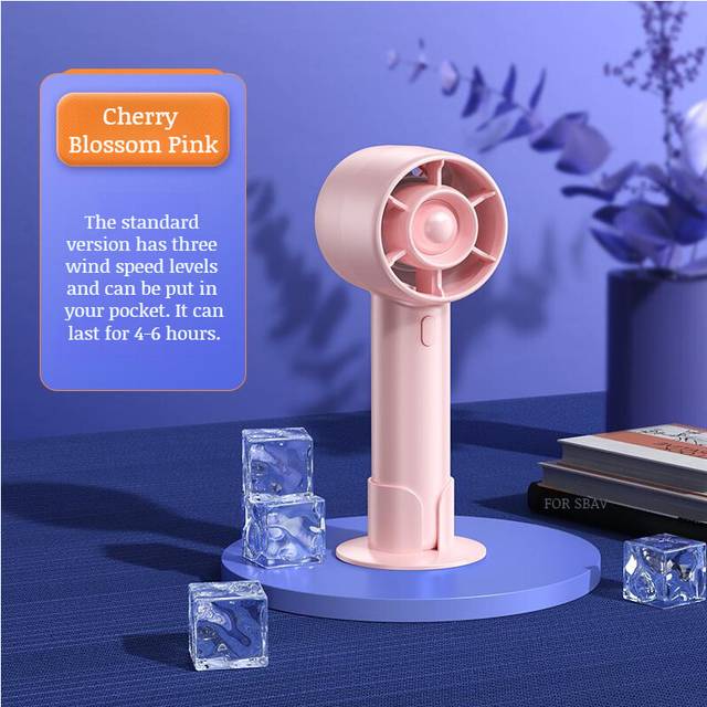 (Pink x 2) LBQ Handheld fan desktop mute rechargeable portable carry portable office