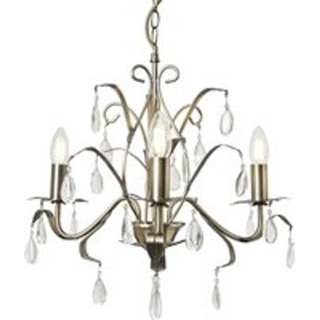Litecraft Caitlyn 3 Arm Leaf Style Chandelier - Antique Brass