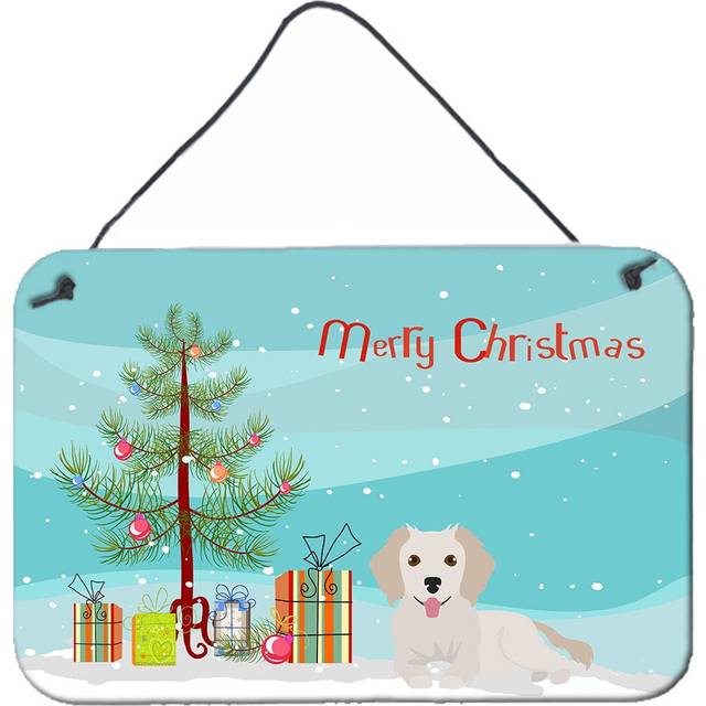 """""Caroline's Treasures Small Greek Domestic Dog Kokoni #2 Christmas Tree Door Hanging Prints wall-decor  Multicolor"""""
