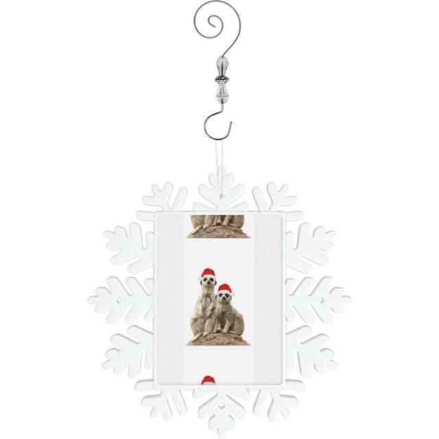 (Merry Christmas Meerkats=5341) Christmas Ornament Snowflake Tree Decoration Car Hanging Charm Gift with Hook Keepsake for Friends Family