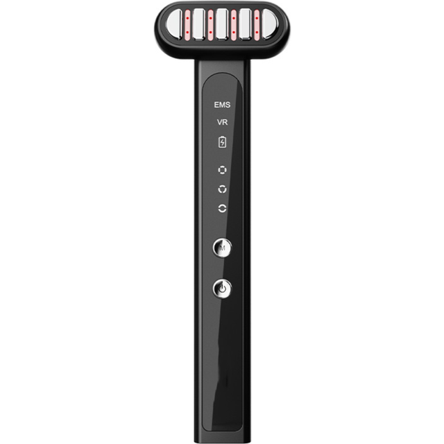 Chronus 4-in-1 Red Light Therapy Wand-Facial & Neck Massager for Wrinkles, Dark Spots, Redness, and Skin Texture(black)