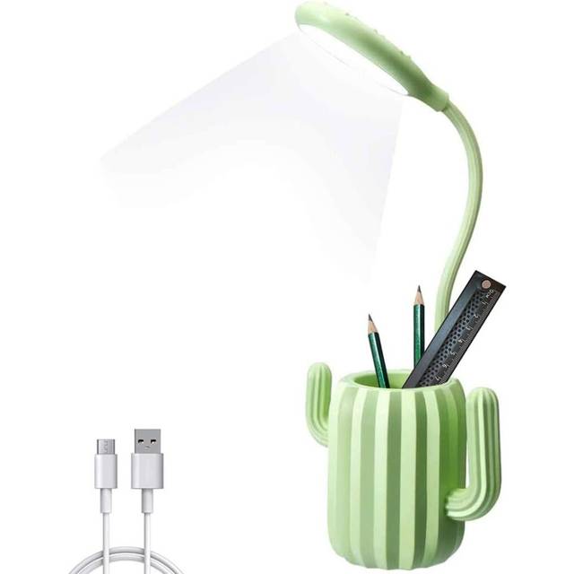 Small desk lamp with pen stand, 3-level brightness desk lamp, flexible gooseneck, children's touch control, home office