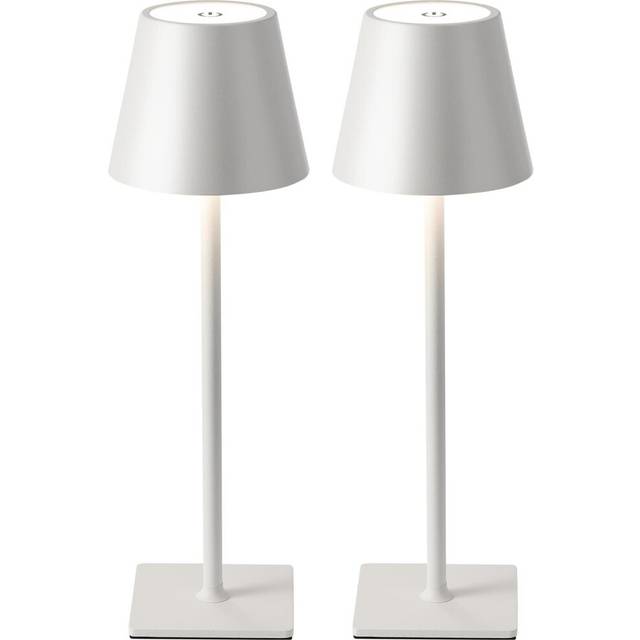 2 Pack Cordless Table Lamp, Portable LED Desk Lamp, 5000mAh Battery Operated, 3 Color Stepless Dimming Up, for Night Light(White)