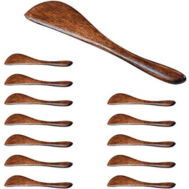 Set of 12 Wooden Butter Spreaders?Western Knife Japanese Butter Knife Hand-polished Solid Wood Breakfast Jam Knife