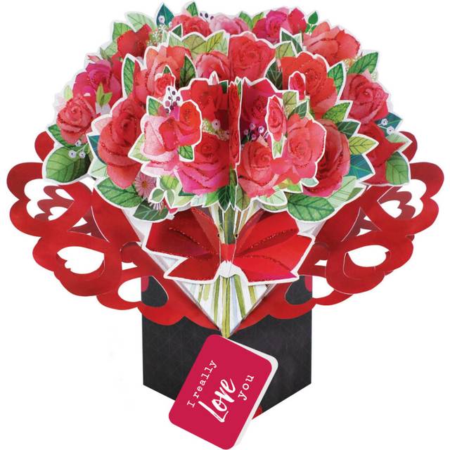 Pop up bouquet of roses i really love you pop up card paper flowers any occasion
