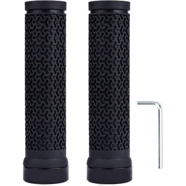 (a-B) Bicycle Rubber Grips And Wrenches Bike Unilateral Locking Grips Non-slip Textured Aluminum Alloy Handles