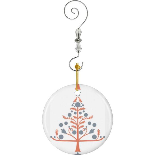 (Folk Art Christmas TREE_9108) Christmas Ornaments Ceramic with Crystal Hook Xmas Handmade Tree Decorations KeepsakeÂGifts Stocking Stuffer