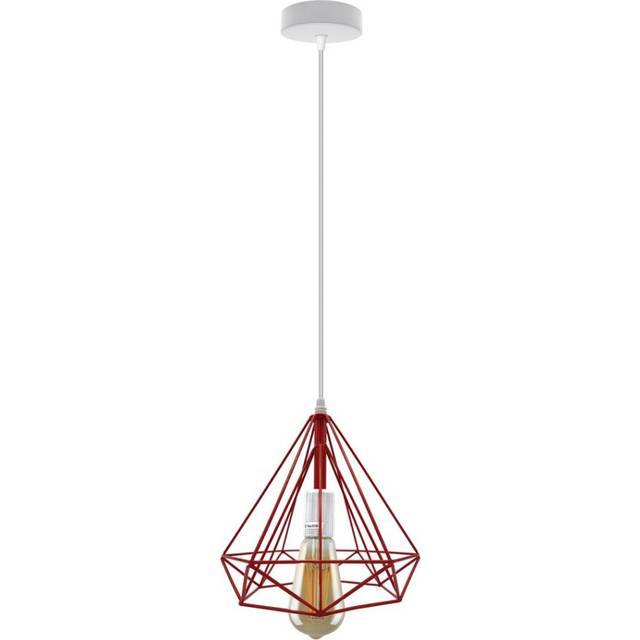 Single Red Vintage Industrial E27 Ceiling Hanging Light Cage Shade Loft Style Metal Ceiling Pendant Lamp