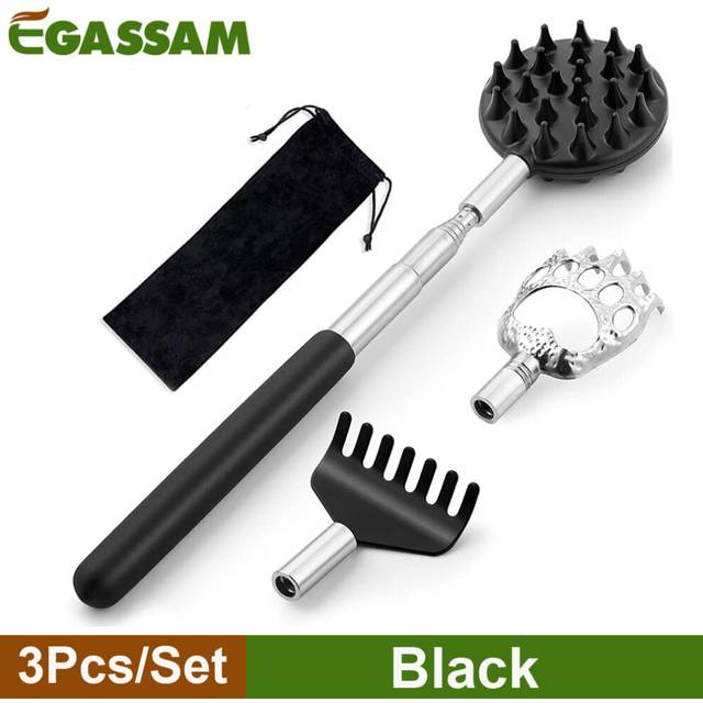 EGASSAM Telescoping Back Scratcher with 3Pcs Detachable Scratching Heads, Back Scratcher Extendable Backcratchers for Men/Women