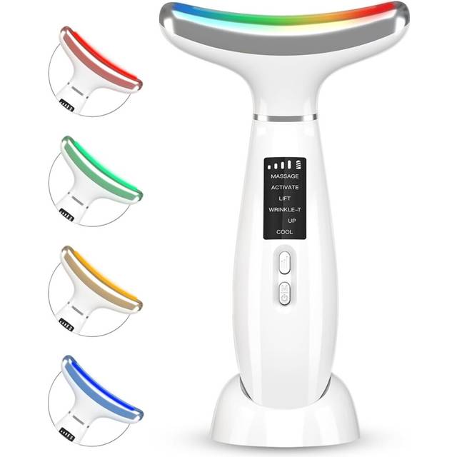 Chronus Red-Light-Therapy-for-Face and Neck, Anti-Aging Facial and Neck Massager, Soothing and Relaxing Face Massager Device with 4 Color LED Therapy,