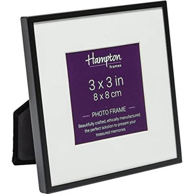 Hampton Frames MADRID Narrow Profile Photo Frame with Bevel Mount Matt Black Square 3x3 (8x8cm) M138B33