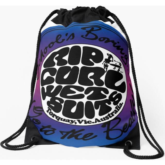 Drawstring Bag RIP CURL WETSUITS SCHOOLS BORING GO TO THE BEACH Sport Gym Shoe Backpack