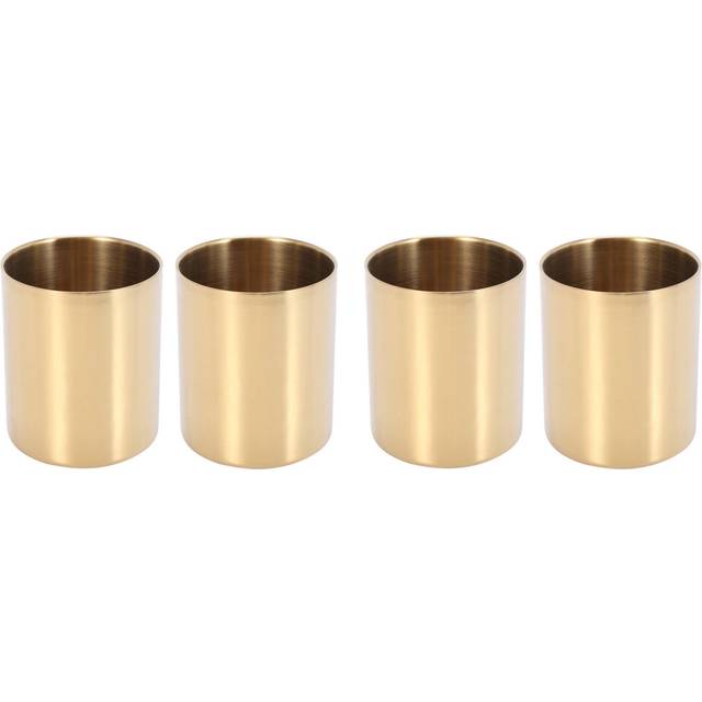 4-Piece Pencil Cup Holder Pen Pot Makeup Brushes Holder Desk Stationery Organizer Stainless Steel (Gold)