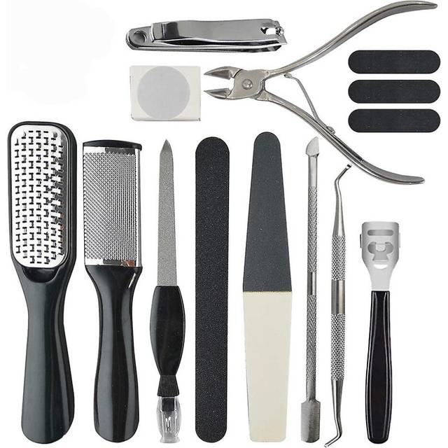 (As show, One size) Professional Pedicure Tools Set 15 In 1, Foot File Callus Remover Kit Stainless Steel Foot Rasp