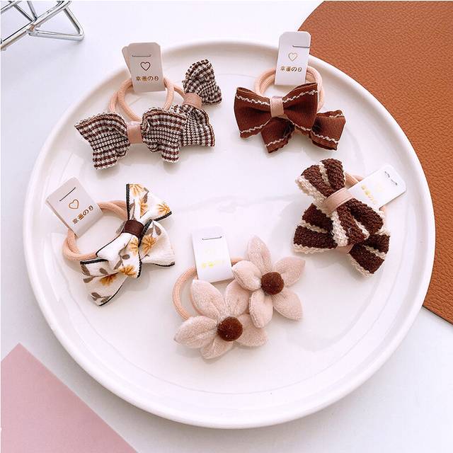 (10Pcs-L4) Baby Hair Band Girls Ties Bows Elastic Rubber Band Scrunchies Elastique Cheveux Fille Haar Kids Hair Accessories For Children