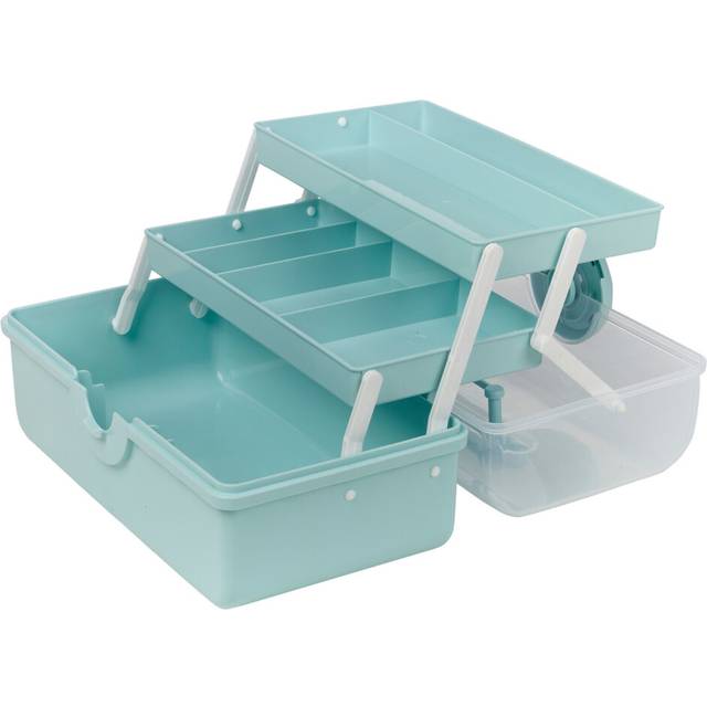 (Mint Green) 3 Tier Cantilever Sewing Craft Storage Box Tray 7 Sections