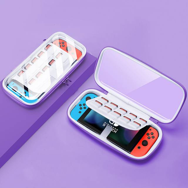 (Purple) Transparent Bag for Nintendo Switch/switch OLED Gradient Design 10 Game Cards Storage Carrying Handbag Console Show Case