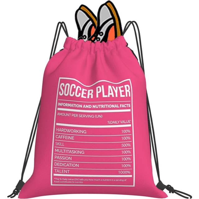 Drawstring Bag Soccer Player Funny Soccer Nutrition Label For Women Sport Gym Bag Travel Adult Kid
