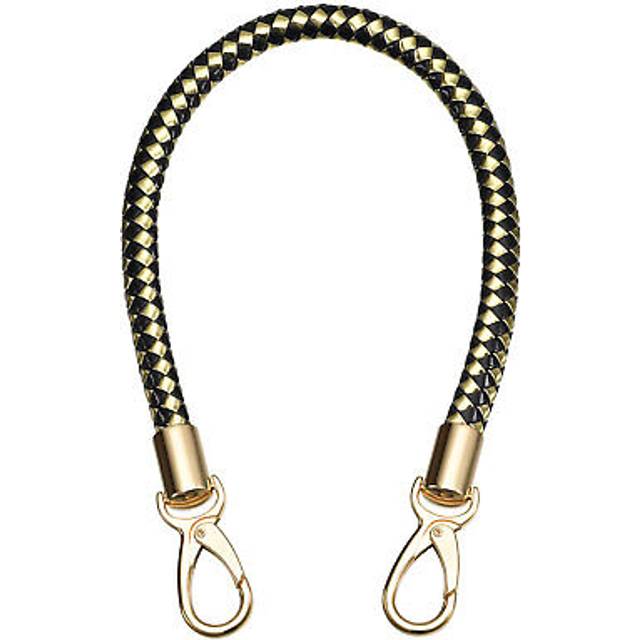 50cm/19.7" braided leather purse replacement strap for handbag, black/gold