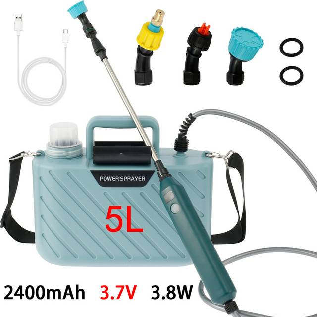 (2400mAh  3.7V  3.8W) 5L Electric Powered Sprayer Light Shoulder-type Pesticide Irrigation USB Charging 2000/ Garden Weed Portable Lawn Pump