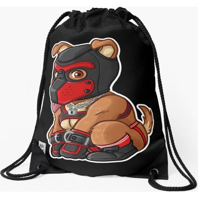 Drawstring Bag PLAYFUL PUPPY - RED MASK - BEARZOO SERIES Sport Gym Shoe Backpack