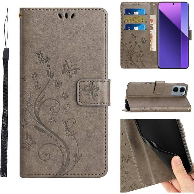 (Gray ) Filp Case for Motorola Moto G05 Pu Leather Card Holder Wrist Strap Kickstand Magnetic Closure