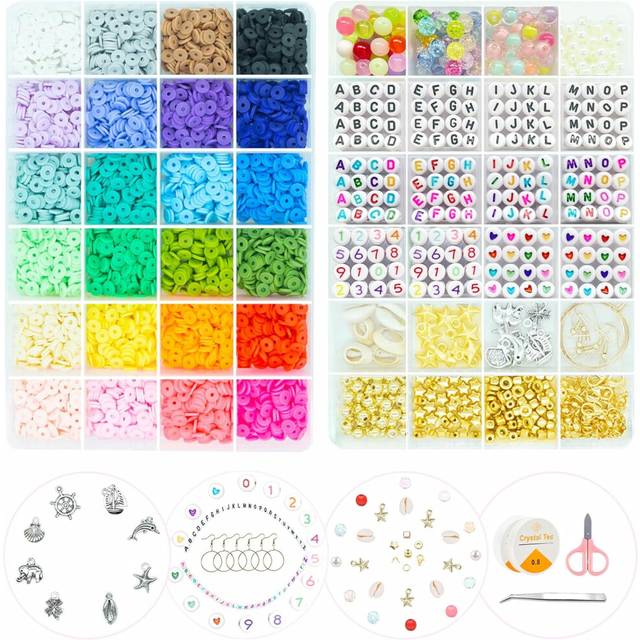 8000 Pcs Clay Beads Friendship Bracelet Making Kit, 24 Colors Polymer Clay Beads for Jewelry Making, DIY Bracelets Jewelry Making Kit, Crafts Gift Set