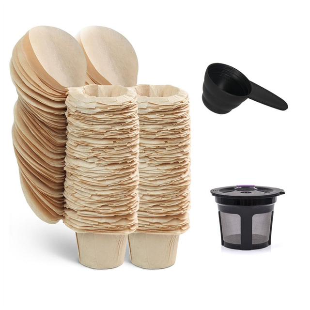 Keurg Cups & 100 Unbleached Coffee Pods Paper Filters with Lids