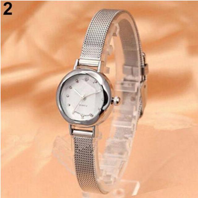 (Silver) Luxury Golden Watch Women Fashion Mesh Fine Alloy Band Rhinestone Dial