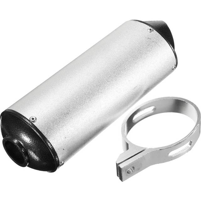 (Silver) 28mm Muffler Exhaust Pipe+Clamp For Dirt Pit Pro Quad Bike ATV 50/110/125/150cc