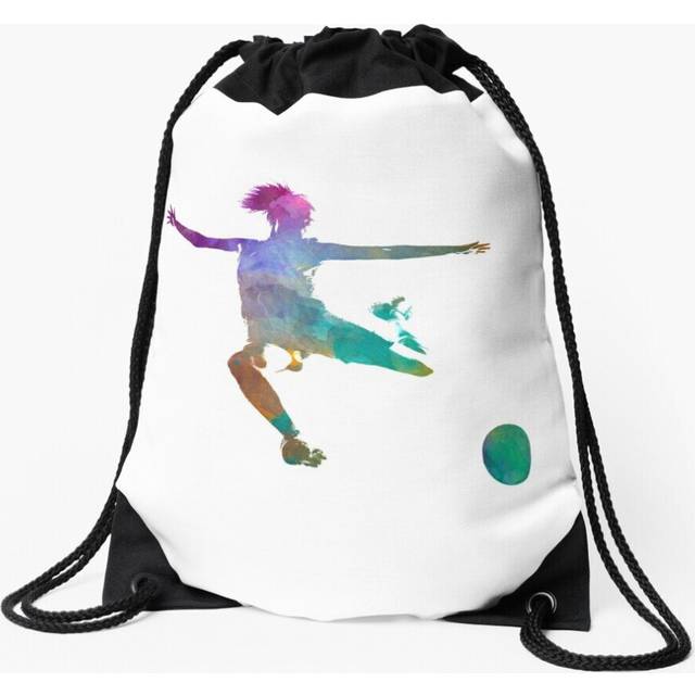 Drawstring Bag Woman soccer player 03 in watercolor Sport Gym Shoe Backpack