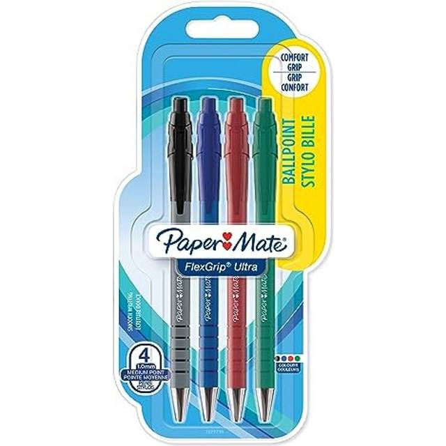 Flexgrip Ultra Retractable Ballpoint Pens | Medium Point (1.0 mm) | Assorted Colours | 4 Count