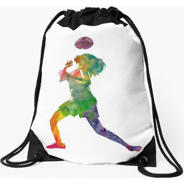 Drawstring Bag Woman soccer player 06 in watercolor Sport Gym Shoe Backpack