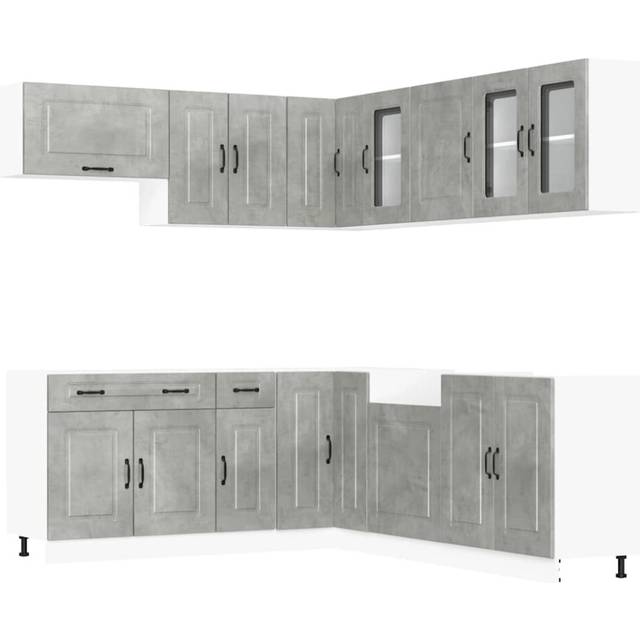 vidaXL 11 Piece Kitchen Cabinet Set Kalmar Concrete Grey Engineered Wood