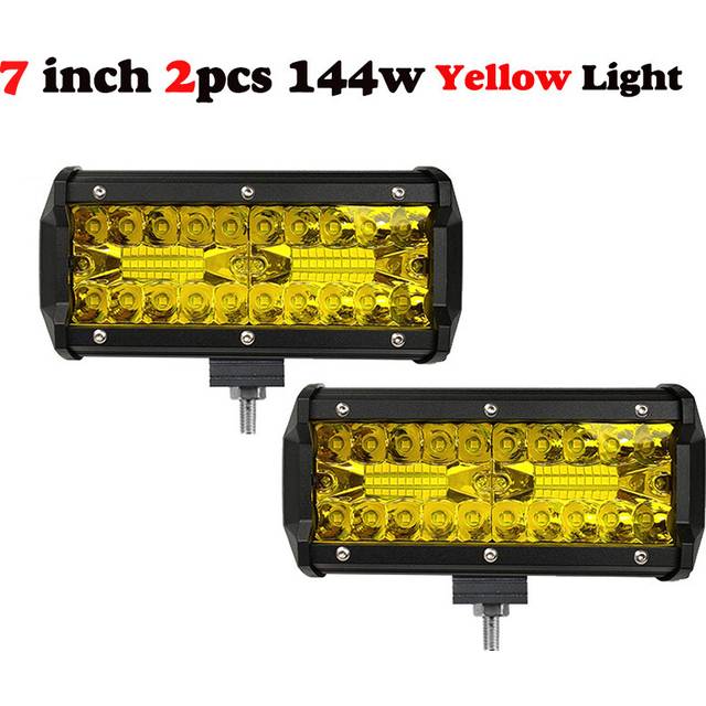 (7inch 120w yellow) 7 Inch 120W Combo Led Light Bars Spot Flood Beam 4x4 Spot 12V 24V 4WD