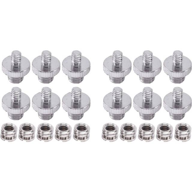 2pcs 1/4 Inch 3/8 Inch Converter Threaded Screw Adapter Mount Set Camera/Tripod/ Monopod/Ballhead/ Light Stand