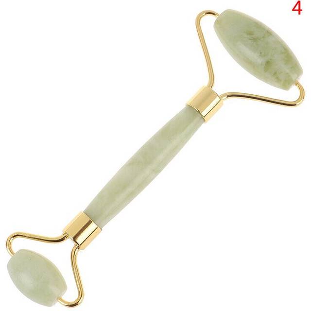 (a-4) 1PCS Natural Jade Roller Double Heads Facial Massager Real Stone Face Roller Guasha Massage Board Set Guasha Tool