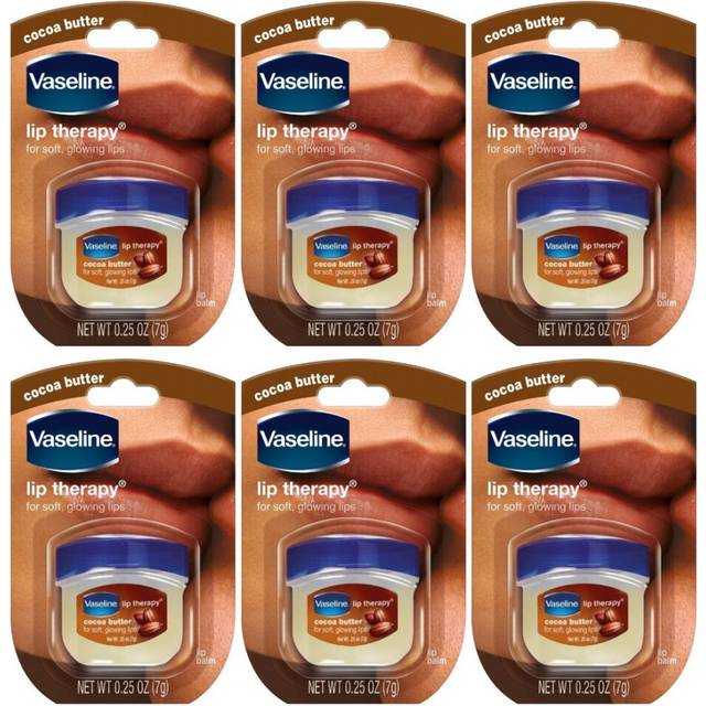 Vaseline Lip Therapy Cocoa Butter Lip Balm For Soft & Glowing Lips 7g Pack Of 6 |Nourishes & Protects Lips|Non-greasy Lip Moisturizer Naturally Tinted