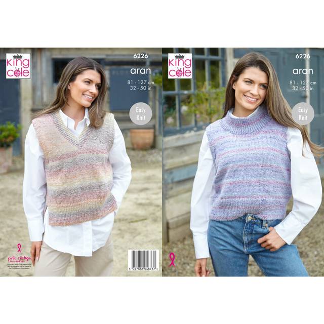 Vests in King Cole Crescendo Aran (6226)