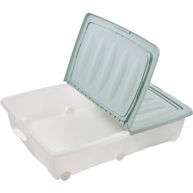 (2 x Large (55 Litre), Teal) 2 x 40 or 55 L Under Bed Storage Box Wheels Lids