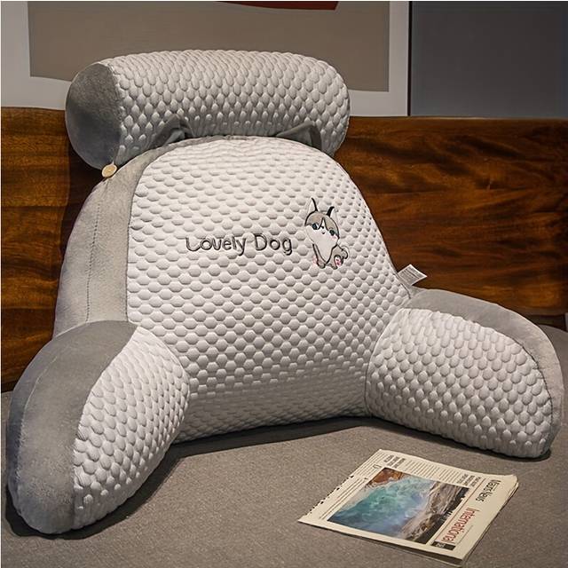(Husky) Large Backrest Bed Pillow Sofa Bed Dormitory Reading Pillow Removable And Washable