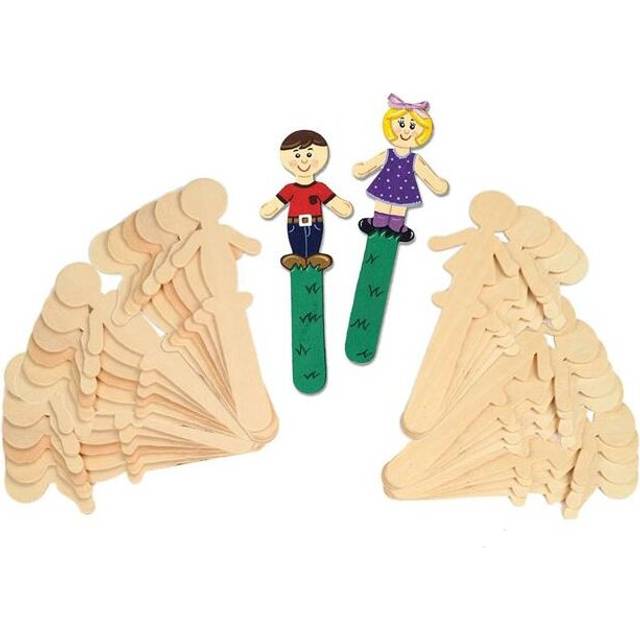 People Shaped Wood Craft Sticks 18 Each Design - 36 Per Pack - Pack of 3