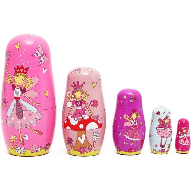 5pcs/Set Wooden Angel Fairy Russian Babushka Matryoshka Nesting Dolls