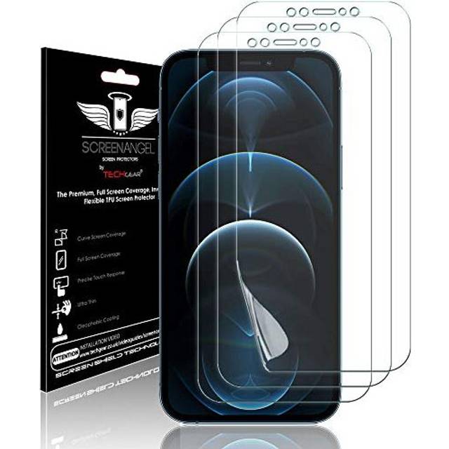 "TECHGEAR [3 Pack] Screen Protector fits iPhone 12 Pro Max 6.7"" [Screen Angel Edition] [Case Friendly] [Bubble Free] [FULL Screen Coverage] HD Clear"