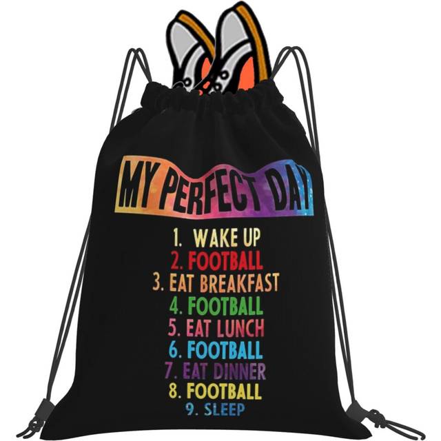 Drawstring Bag My Perfect Soccer Day Sport Gym Bag Travel Adult Kid