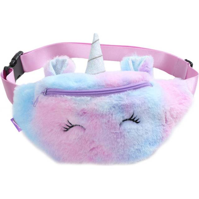 New Kids Children's Girls Cute Unicorn Fanny Pack Waist Bag Plush Belt Chest Bag Cartoon Coin Purse Travel Chest Bag