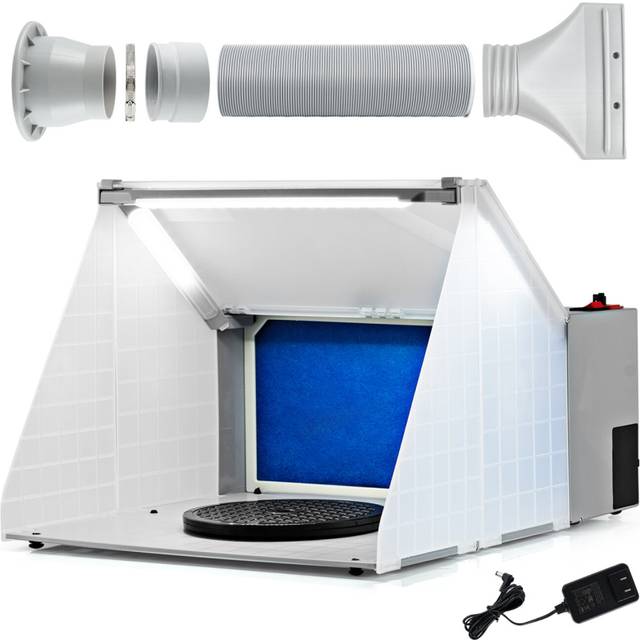 Airbrush Spray Booth Portable Paint Booth Kit with Powerful Fan 3 LED Lights
