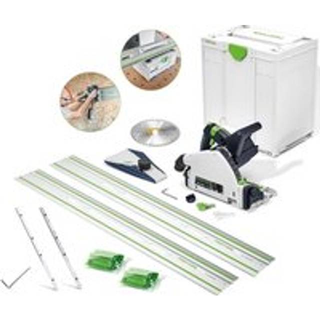 TSC55 KEB-Basic 36V Twin 18v Cordless Plunge Saw 160mm + 2 x 1.4m Rails - Festool